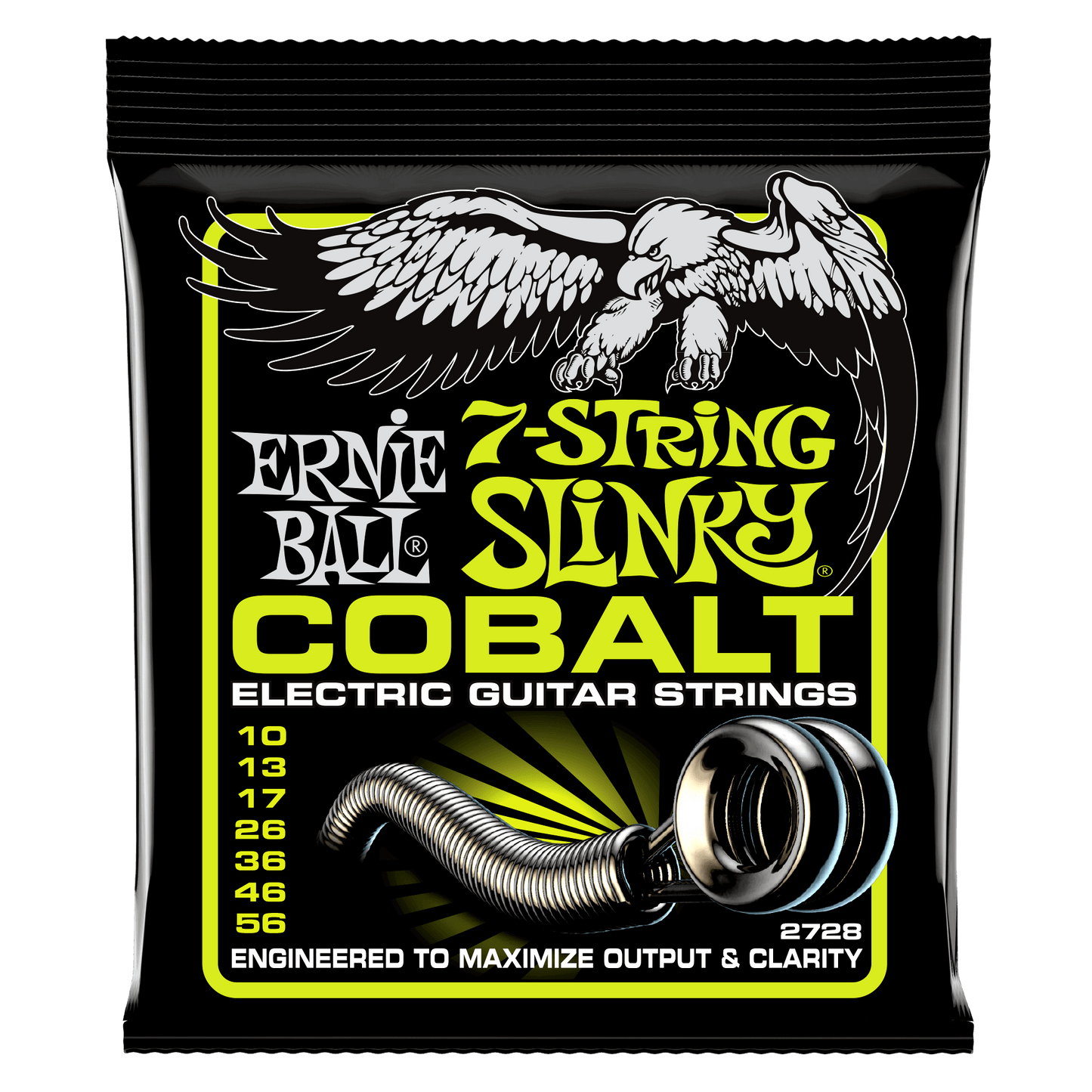 Ernie Ball 2728 Cobalt Regular Slinky 7-String Electric Guitar Strings, 10-56