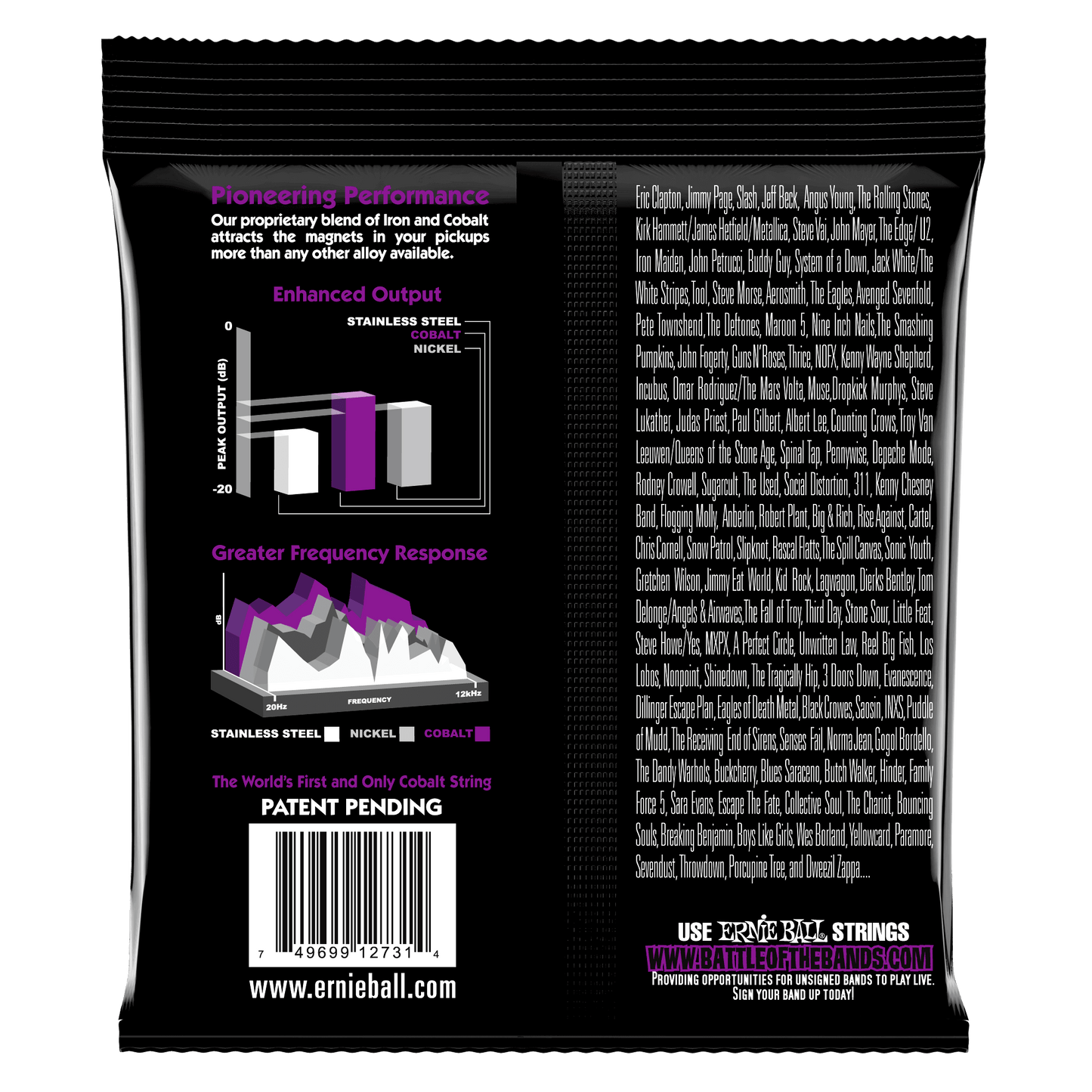 Ernie Ball 2731 Cobalt Power Slinky Electric Bass Strings, 55-110