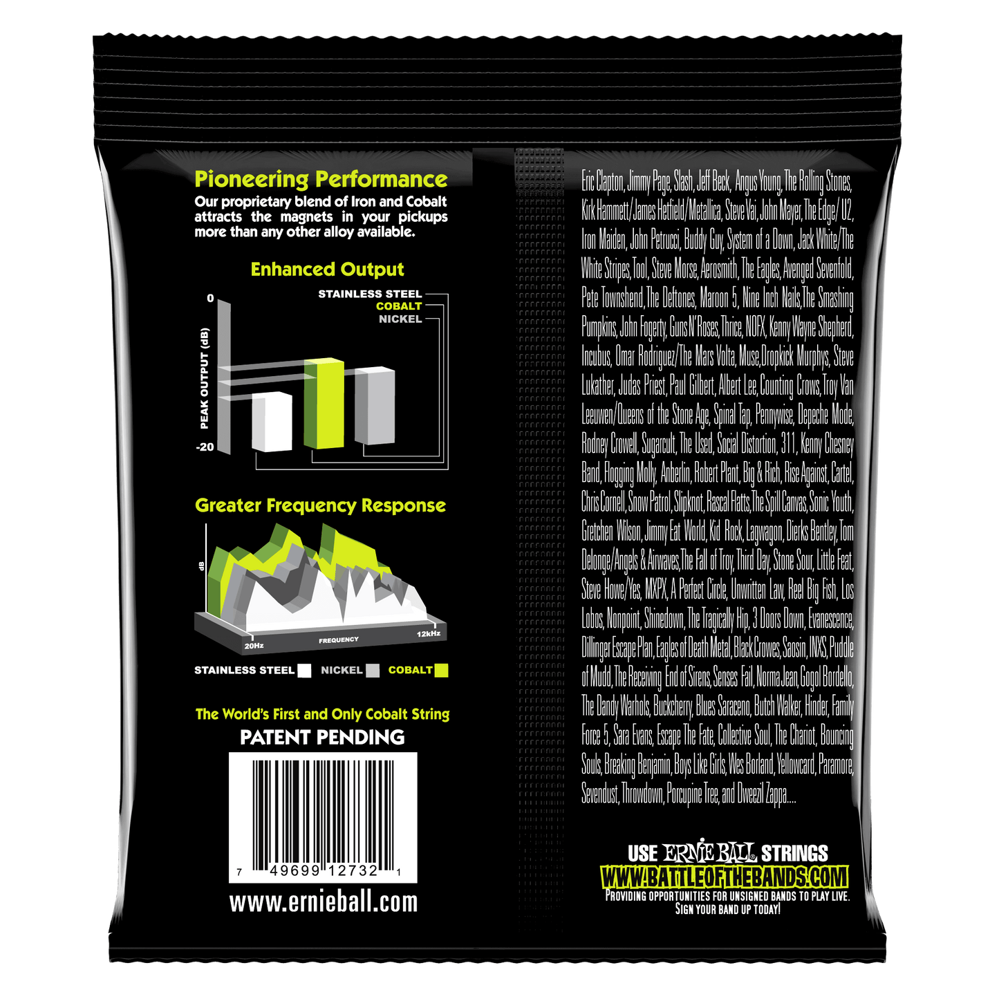 Ernie Ball 2732 Cobalt Regular Slinky Electric Bass Strings, 50-105