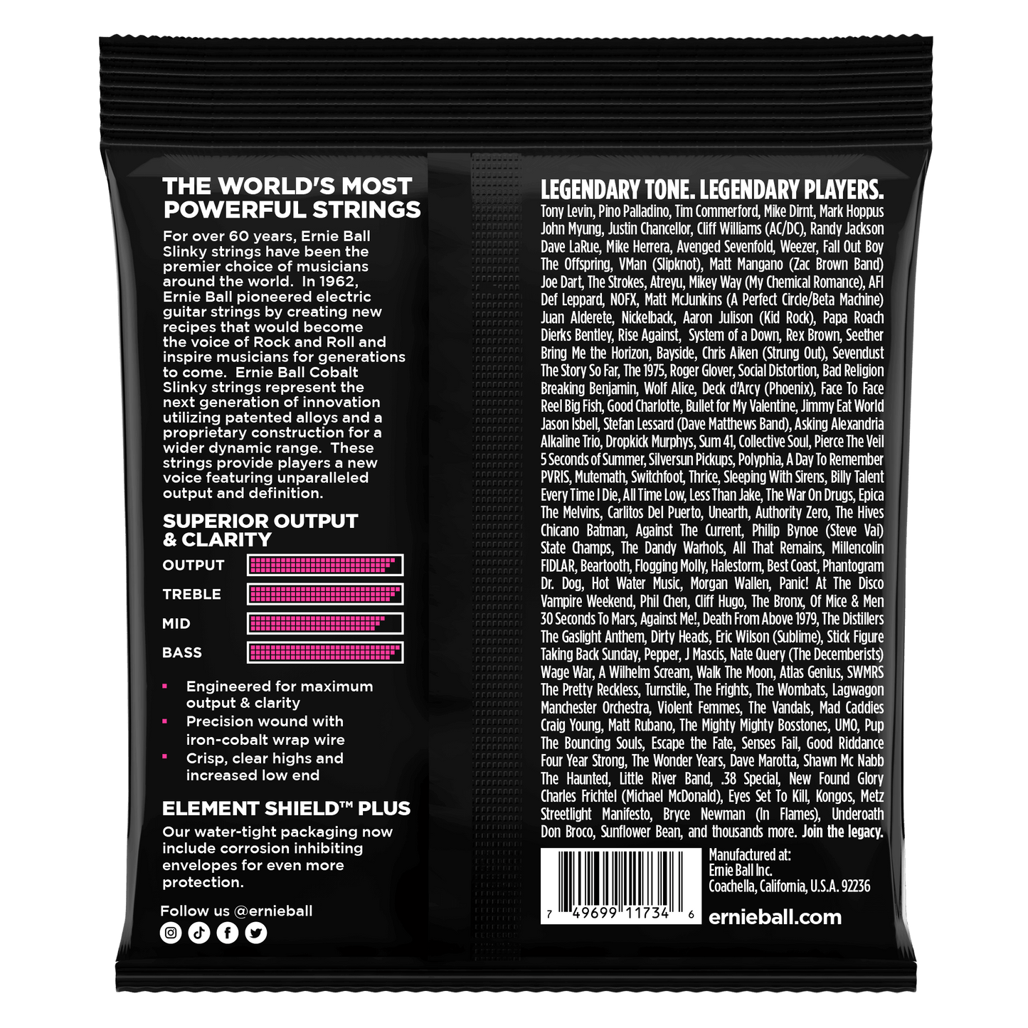 Ernie Ball 2737 Cobalt 5-String Super Slinky Electric Bass Strings, 40-125