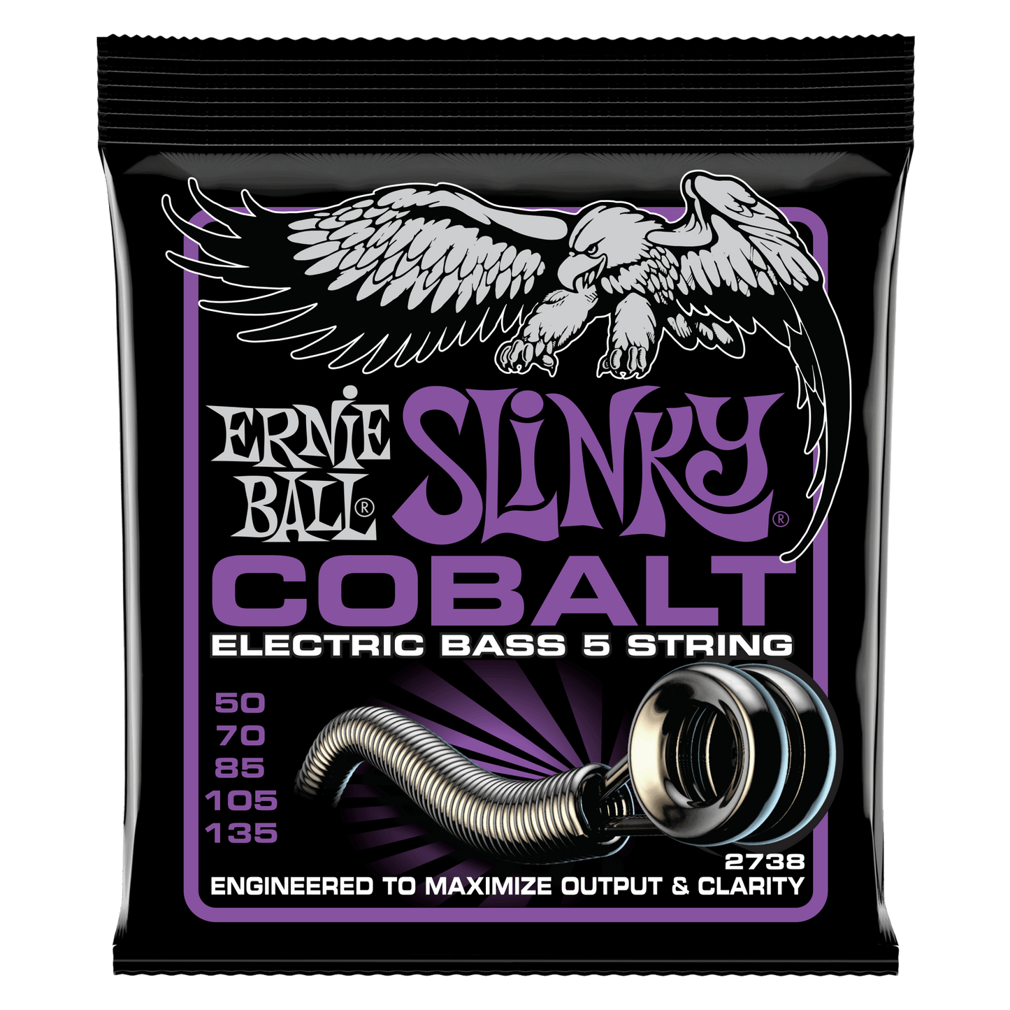 Ernie Ball 2738 Cobalt 5-String Power Slinky Electric Bass Strings, 50-135