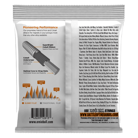 Ernie Ball 2813 Cobalt Flatwound Hybrid Slinky Electric Bass Strings, 45-105