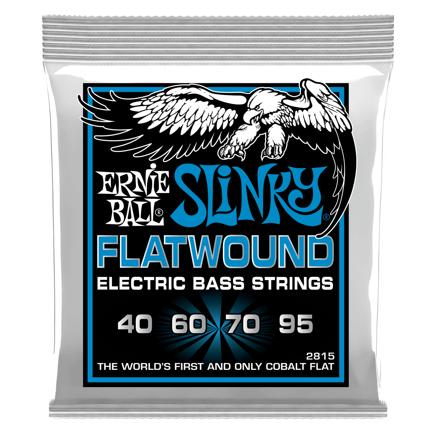 Ernie Ball 2815 Cobalt Flatwound Extra Slinky Electric Bass Strings, 40-95