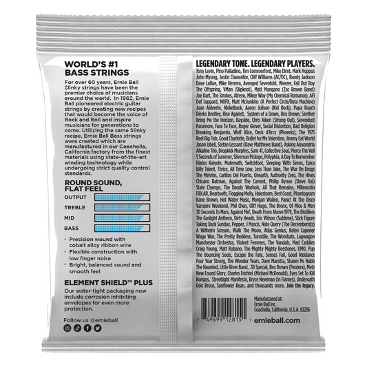 Ernie Ball 2815 Cobalt Flatwound Extra Slinky Electric Bass Strings, 40-95