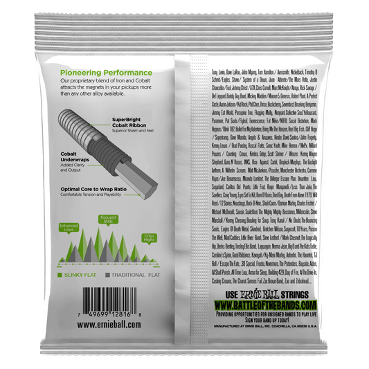 Ernie Ball 2816 Cobalt Flatwound 5-String Regular Slinky Electric Bass Strings, 45-130