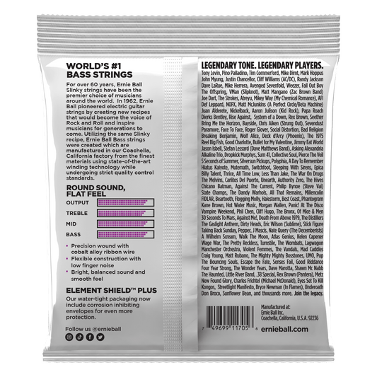 Ernie Ball 2817 Cobalt Flatwound Short Scale Power Slinky Electric Bass Strings, 50-110