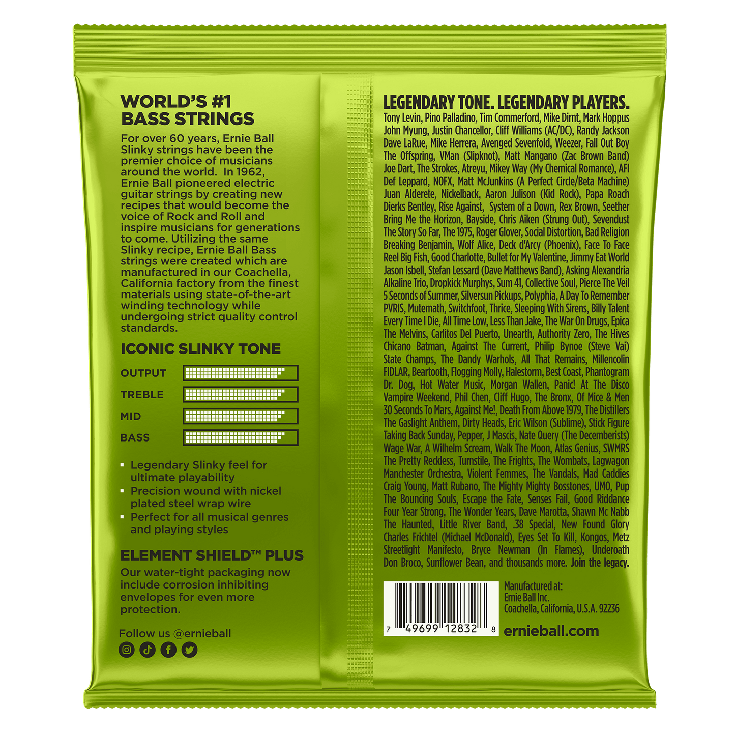 Ernie Ball 2832 Regular Slinky Nickel Wound Electric Bass, 50-105