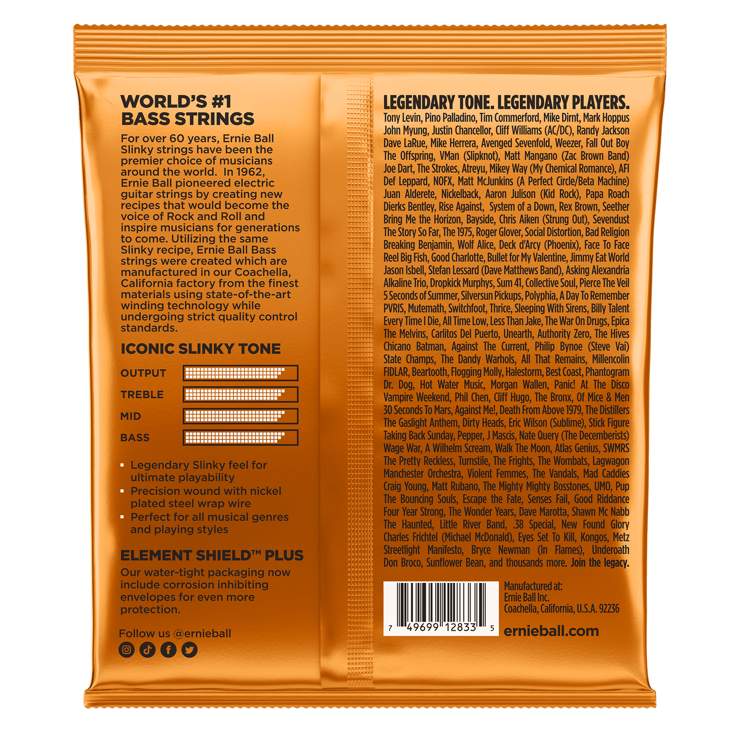 Ernie Ball 2833 Hybrid Slinky Nickel Wound Electric Bass, 45-105