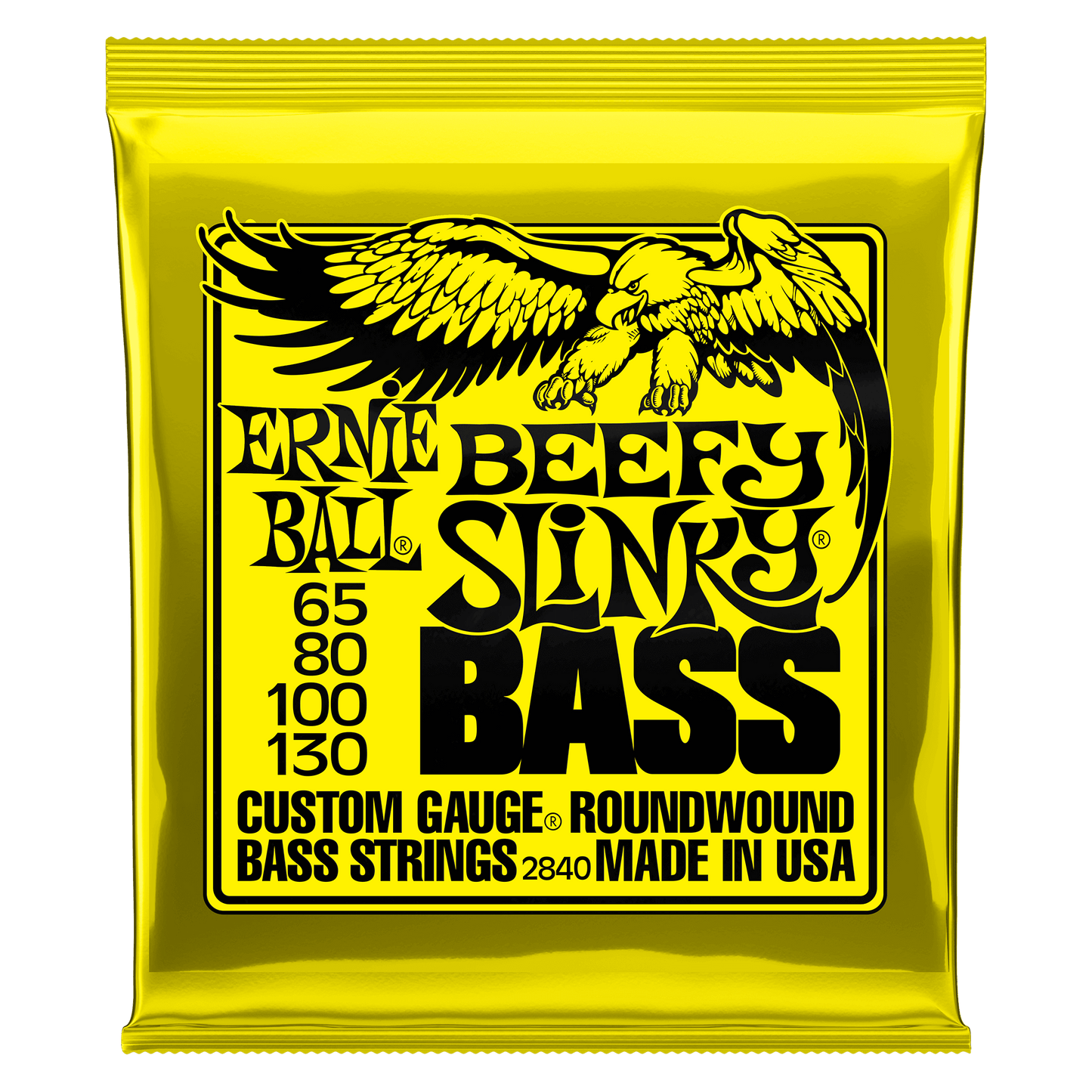 Ernie Ball 2840 Beefy Slinky Nickel Wound Electric Bass, 65-130