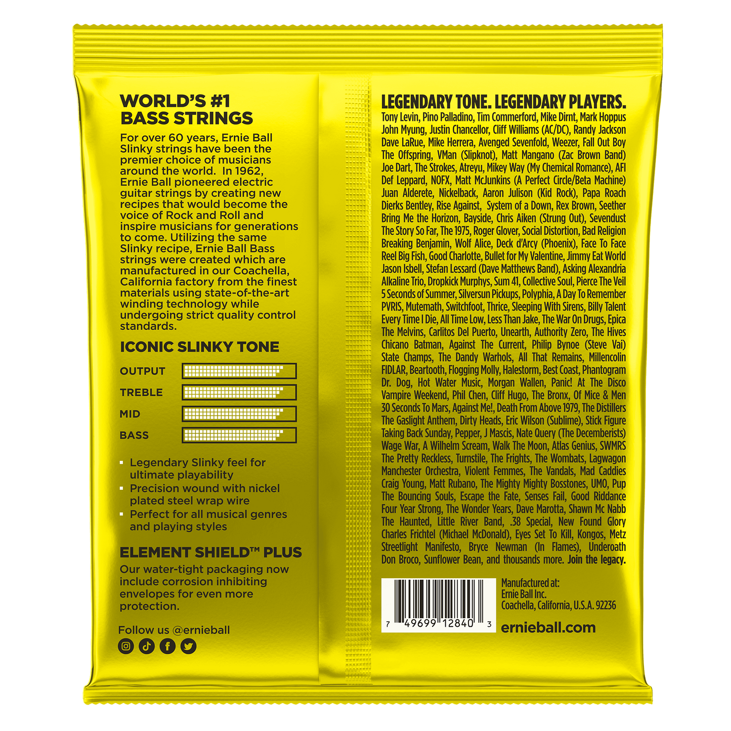 Ernie Ball 2840 Beefy Slinky Nickel Wound Electric Bass, 65-130