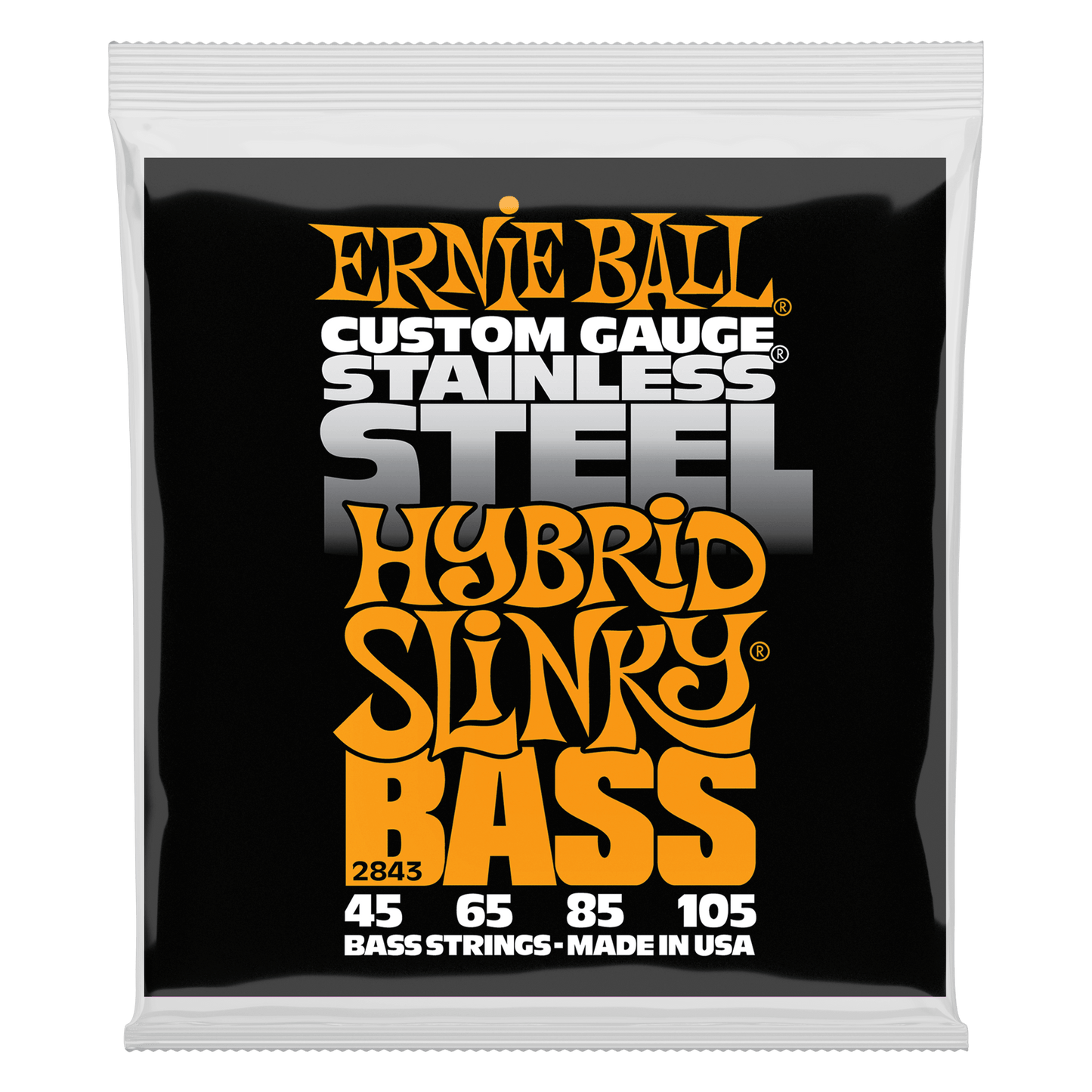 Ernie Ball 2843 Stainless Steel Hybrid Slinky Electric Bass, 45-105