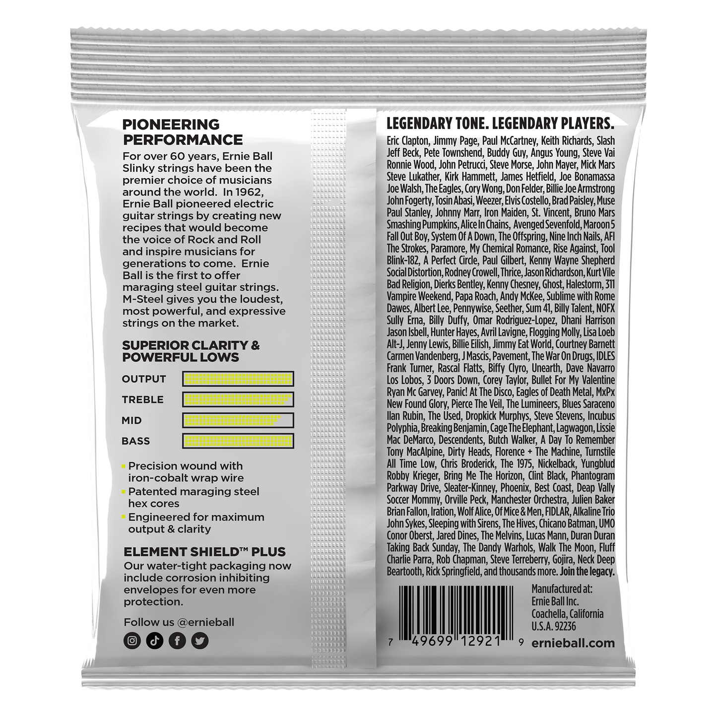 Ernie Ball 2921 Regular Slinky M-Steel Electric Guitar Strings, 10-46
