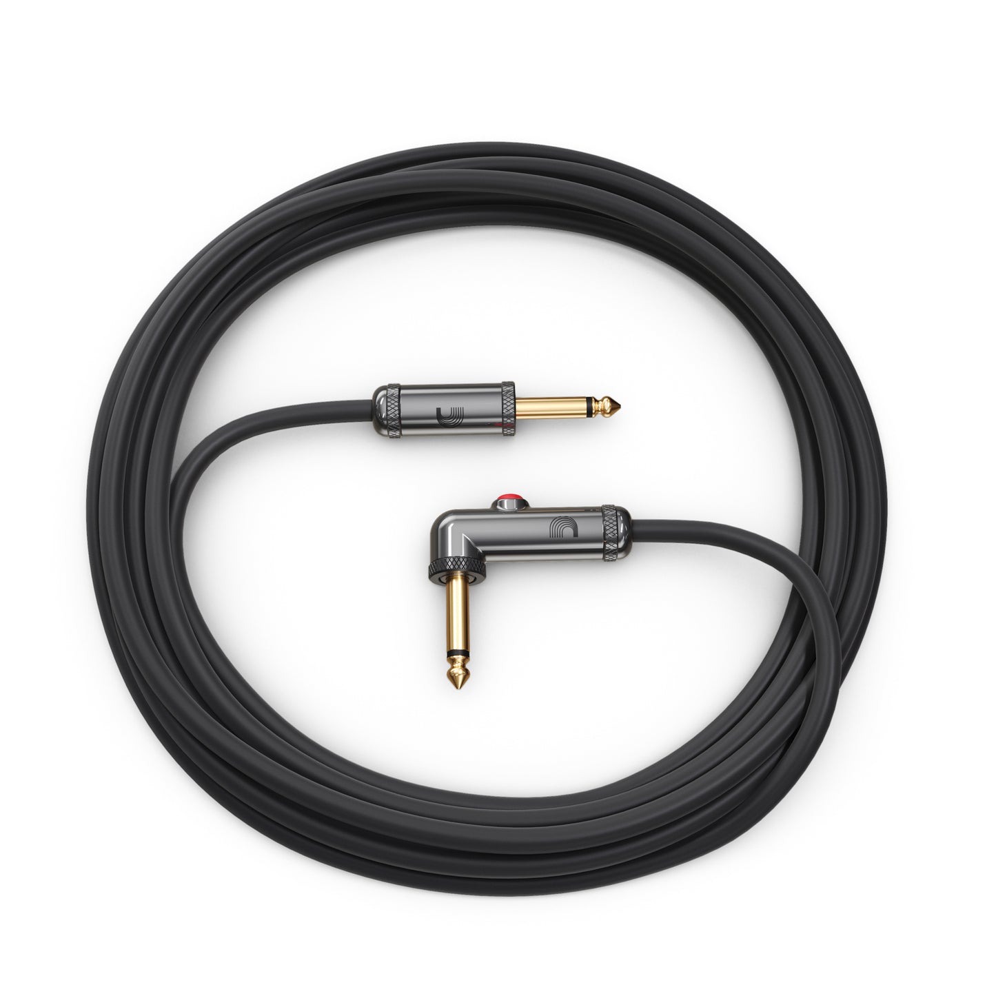 D'Addario Circuit Breaker Instrument Cable with Latching Cut-Off Switch, Right Angle Plug, 20 feet