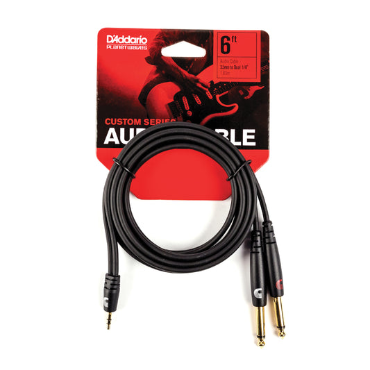 D'Addario Custom Series 1/8” to Dual 1/4” Audio Cables