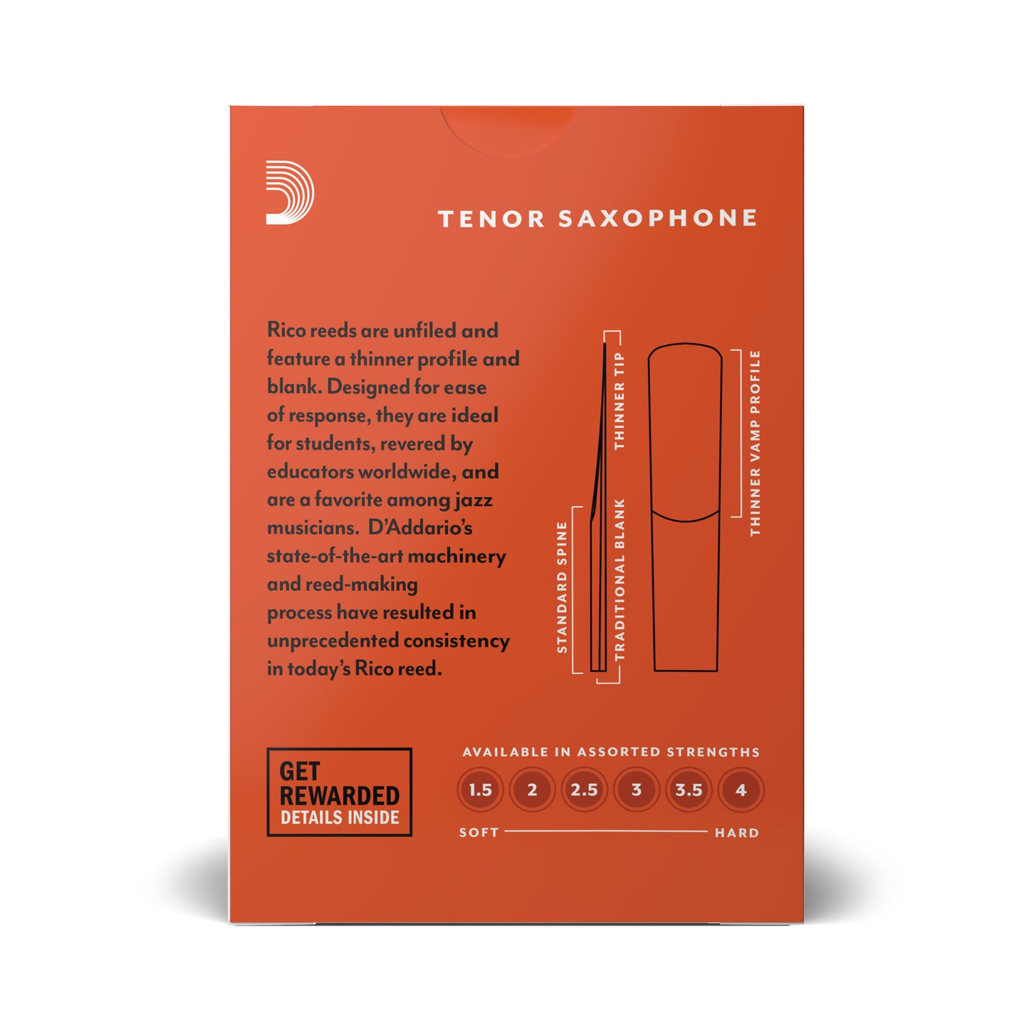 Rico by D'Addario Tenor Sax Reeds, Strength 2, 10-pack, RKA1020