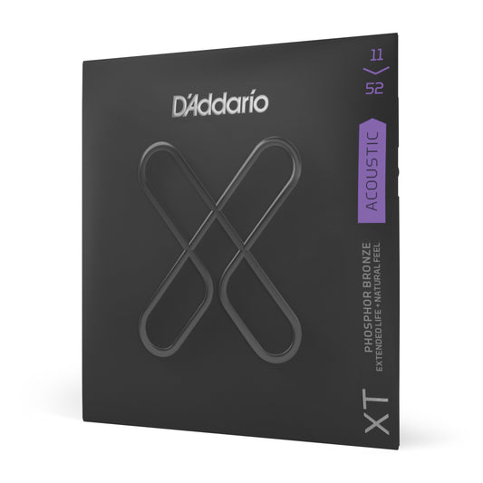 D'Addario XTAPB1152 Custom Light, XT Phosphor Bronze Coated Acoustic Guitar Strings, 11-52