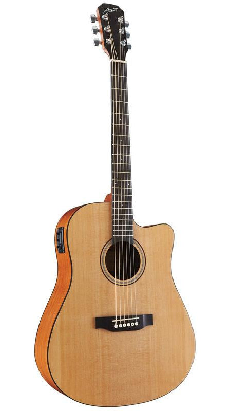 Austin AA25DSEC Acoustic/Electric Dreadnought w/ Cutaway, Satin Nat