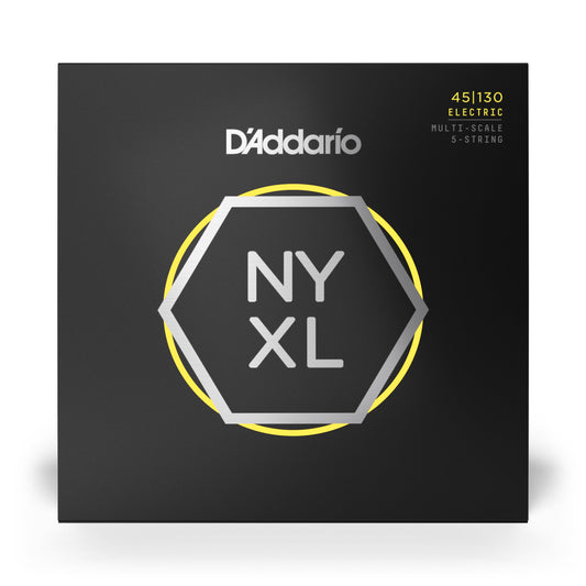 D'Addario Regular Light 5-String, Multiscale, NYXL Bass Guitar Strings, 45-130