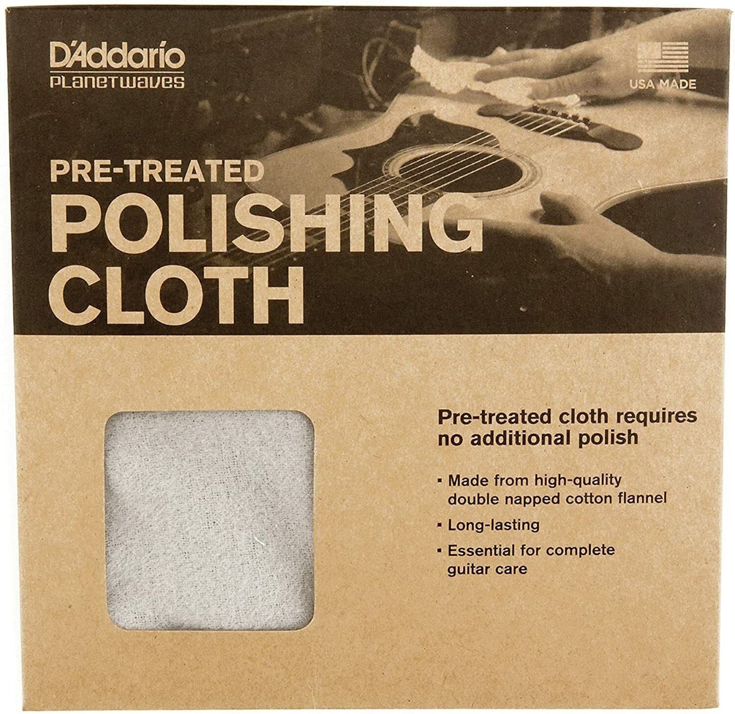 D'Addario PWPC1 Pre-Treated Micro-Fiber Polish Cloth for All Instruments