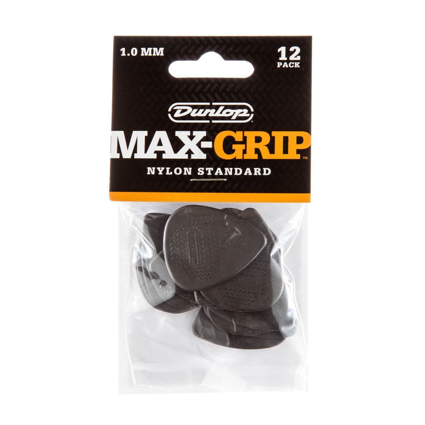 Dunlop 449P1.0 Nylon Max-Grip 1.0 mm Standard Guitar Picks, 12 Pack
