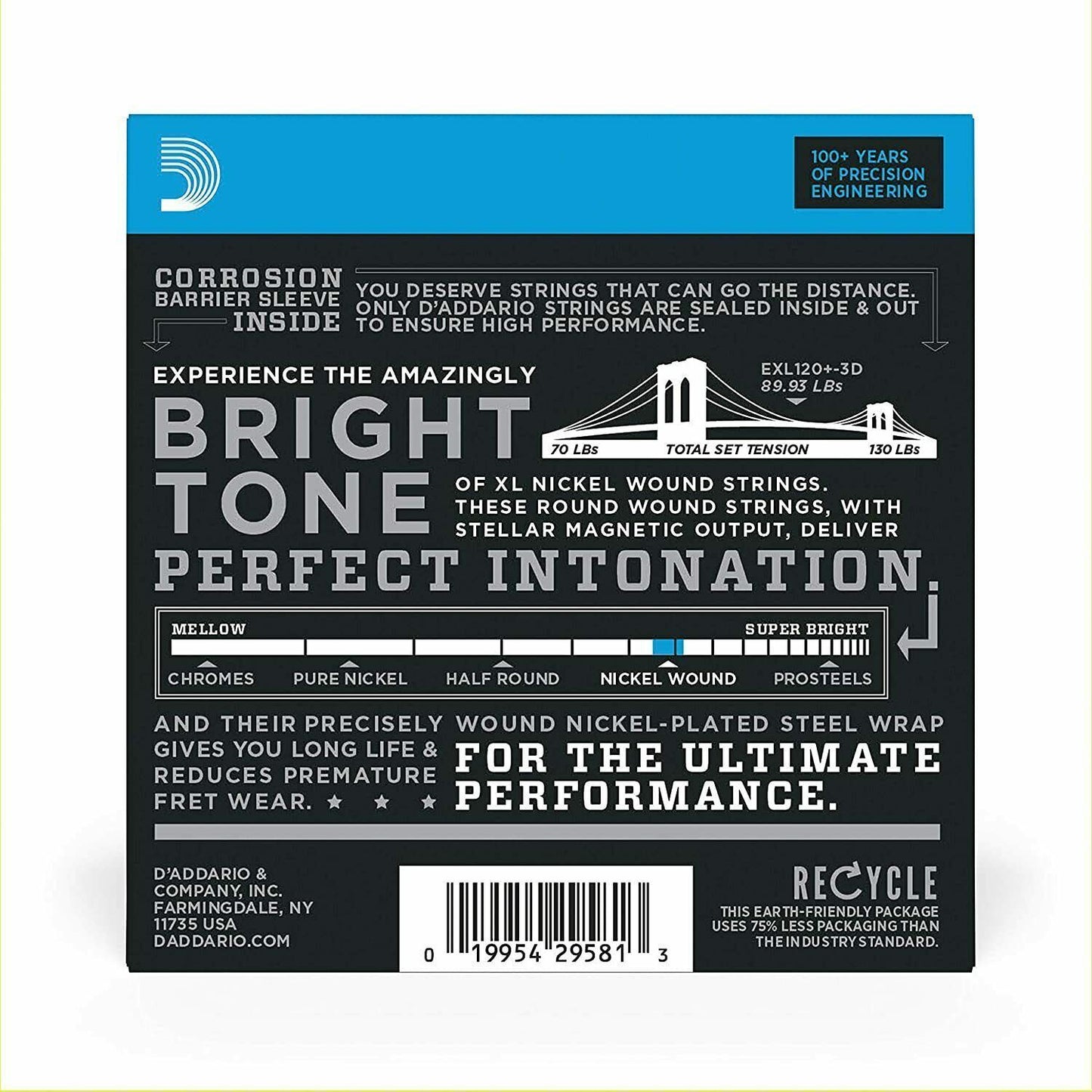 D'Addario EXL120+-3D Nickel Wound Electric Strings, Super Light Plus, 9.5 3-Pack