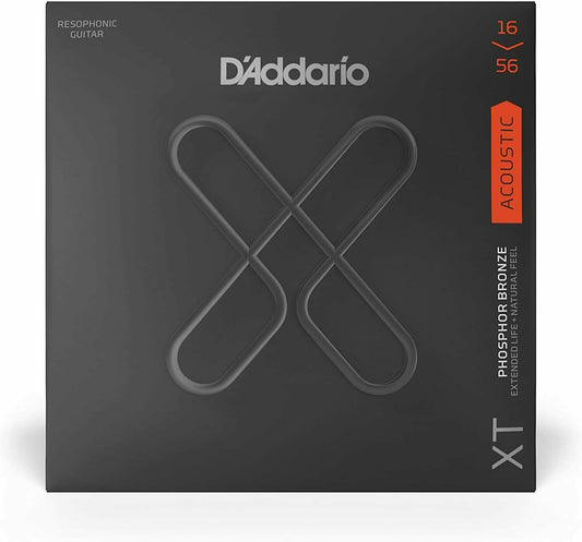 D'Addario XTAPB1656, XT Acoustic Coated Phosphor Bronze, Med, Resophonic, 16-56