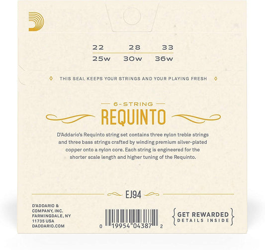 D'Addario EJ94 Requinto, 6-String, Silver Plated Copper