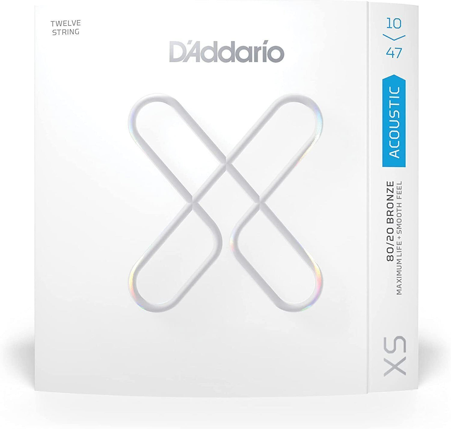 D'Addario XS 80/20 12-String Bronze Coated Acoustic Guitar Strings Medium, 10-47