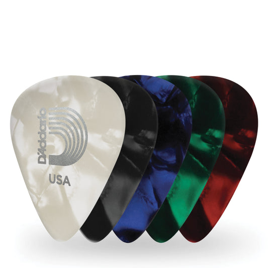 D'Addario Assorted Pearl Celluloid Guitar Picks, 10 pack, Medium