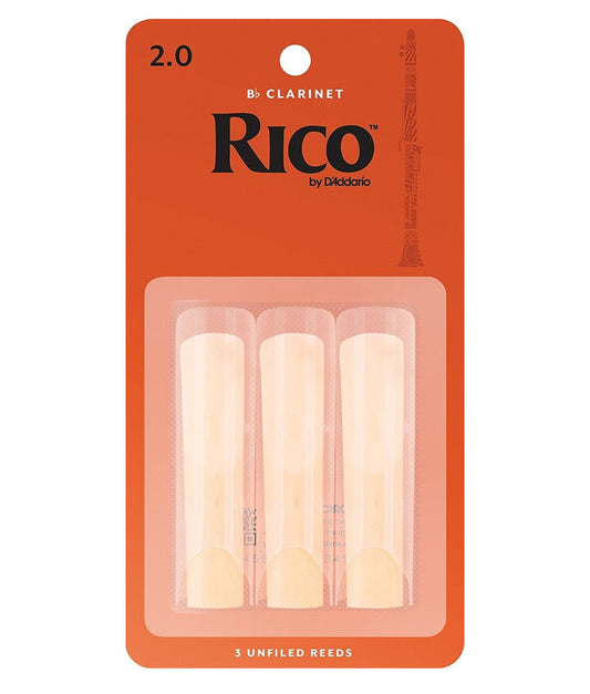 Rico by D'Addario RCA0320 Bb Clarinet Reeds, Strength 2, 3-pack