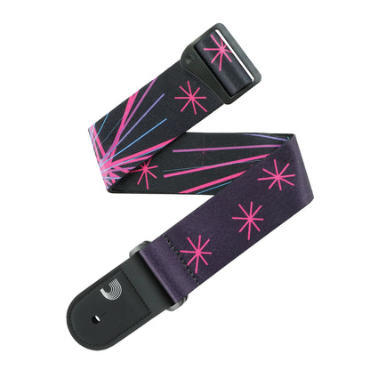 D'Addario Outrun Polyester Guitar Strap, Neon Stars, 50RUN80