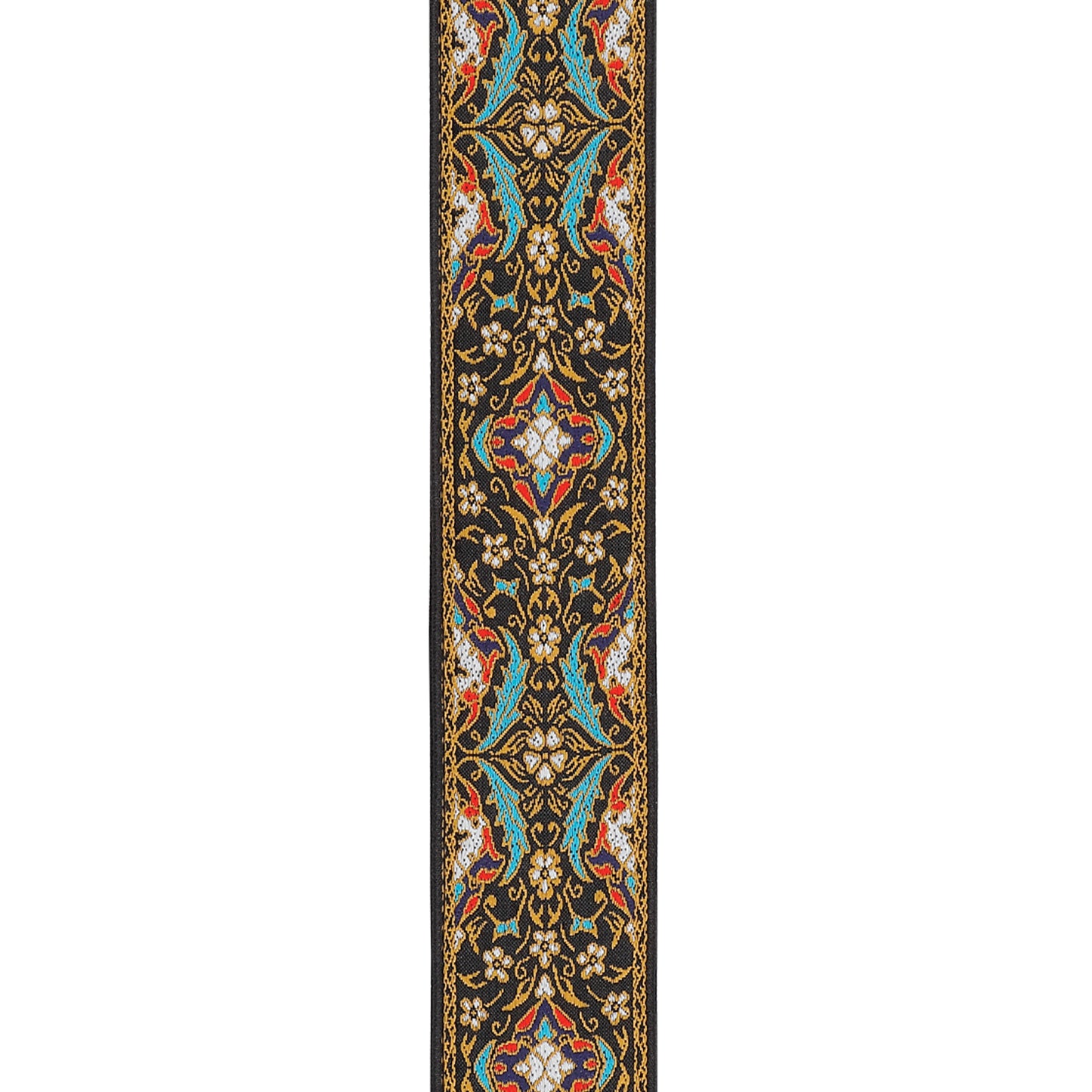 D'Addario Eco Persian Woven Guitar Strap, Black & Gold Pattern, 50RW10