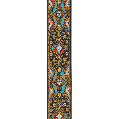 D'Addario Eco Persian Woven Guitar Strap, Black & Gold Pattern, 50RW10
