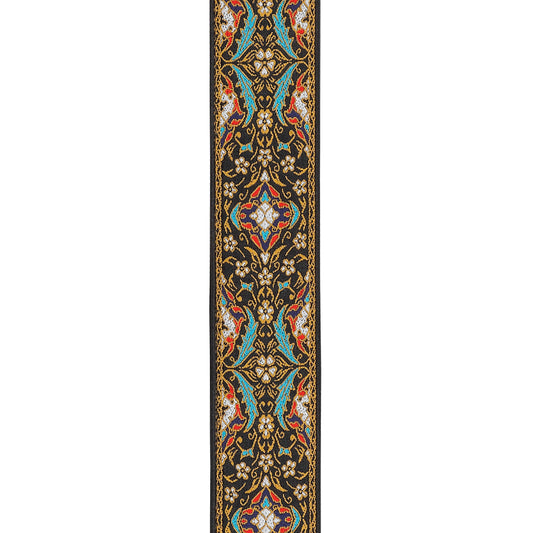 D'Addario Eco Persian Woven Guitar Strap, Black & Gold Pattern, 50RW10