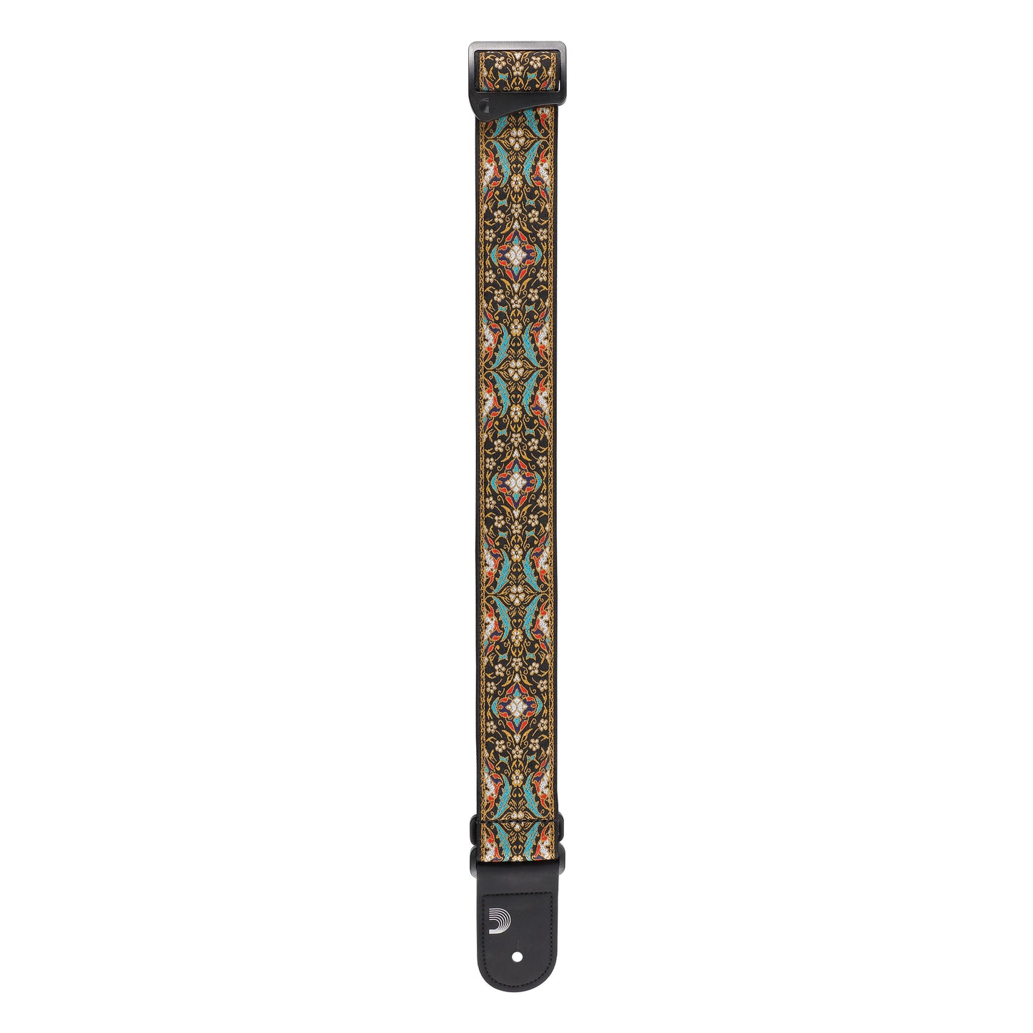 D'Addario Eco Persian Woven Guitar Strap, Black & Gold Pattern, 50RW10