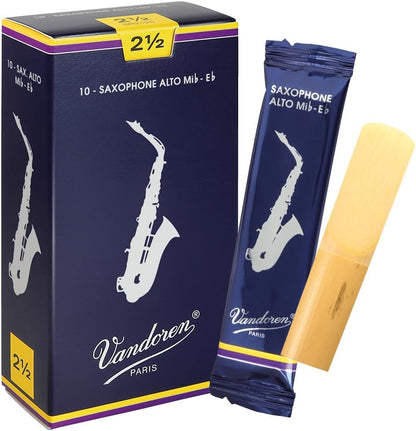 Vandoren Alto Sax Traditional Reeds Strength #2.5; Box of 10