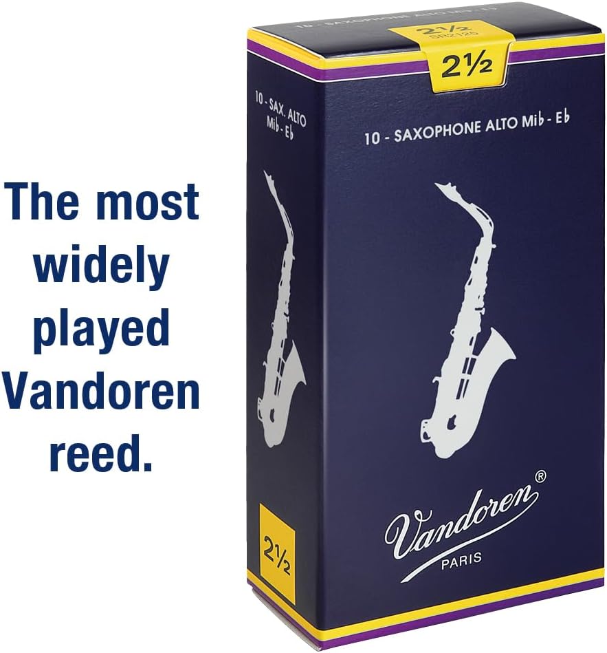 Vandoren Alto Sax Traditional Reeds Strength #2.5; Box of 10