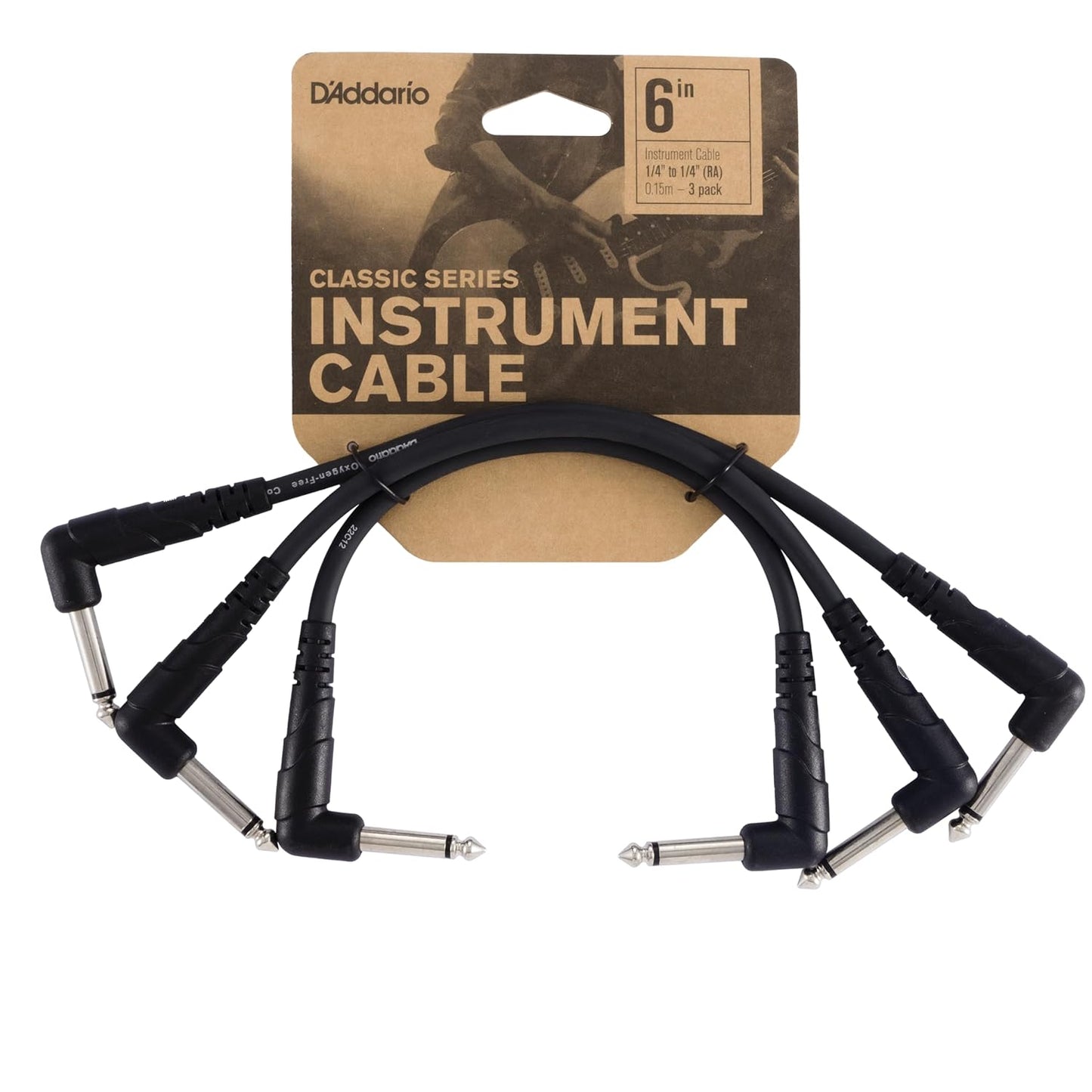 D'Addario PW-CGTP-305 Classic Series Patch Cable, 3-pack, 6 inches