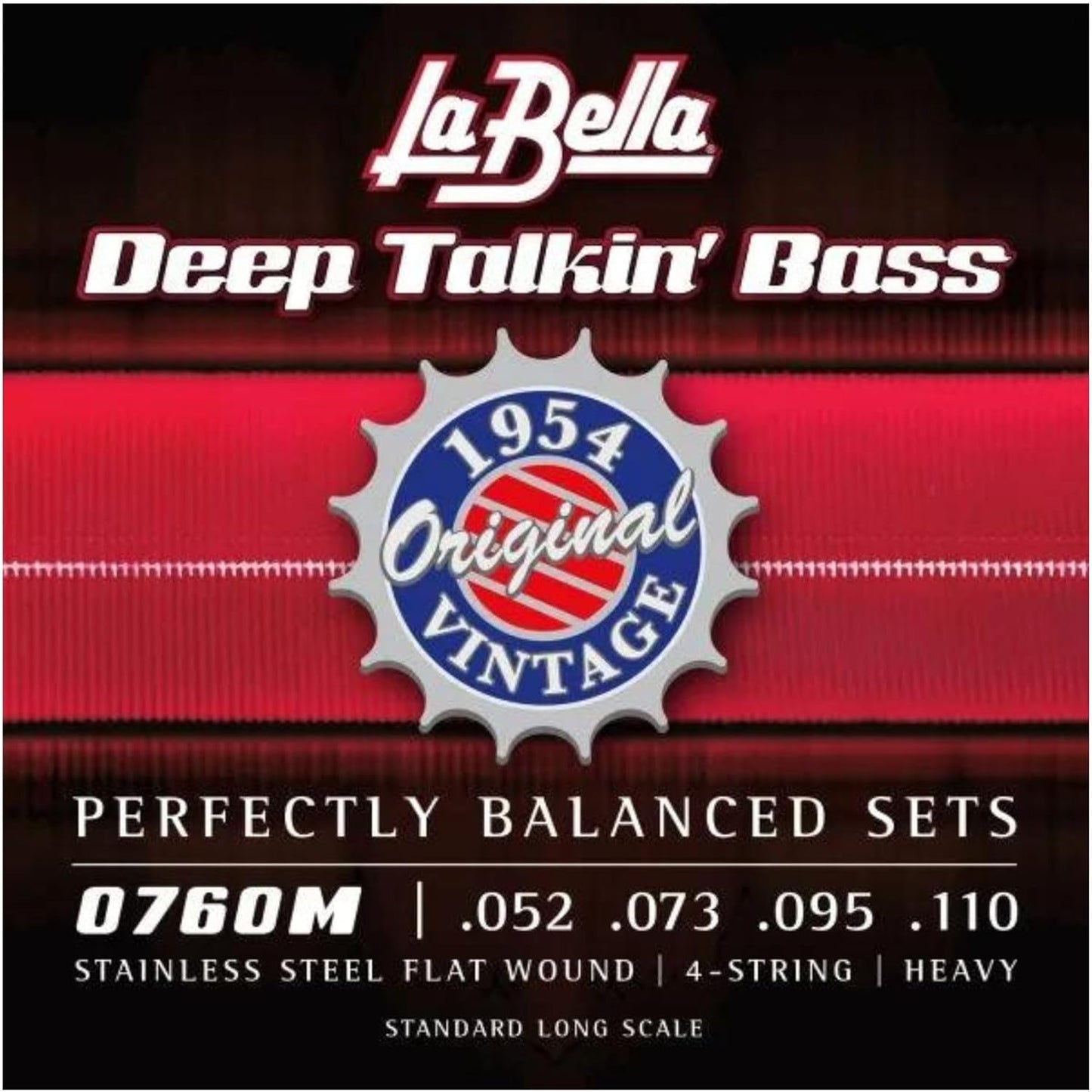 La Bella 0760M Deep Talkin' Bass 1954 Original Style Flatwound Bass Guitar Strings, 52-110, Standard