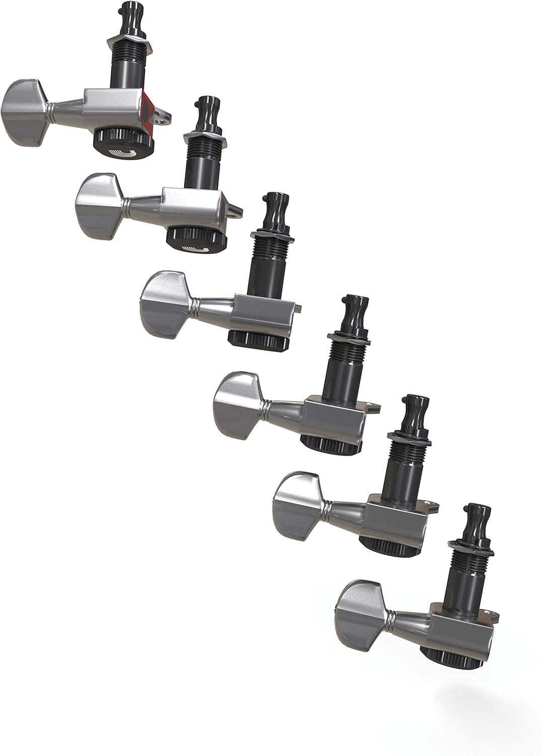 D'Addario Auto-Trim Locking Tuning Machines, 6 In-Line setup, Chrome