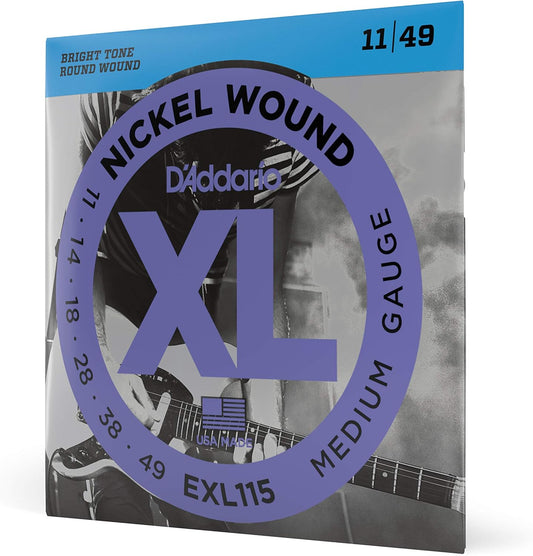 D'Addario EXL115 Electric Guitar Strings 11-49 Medium Nickle Wound Blues Jazz