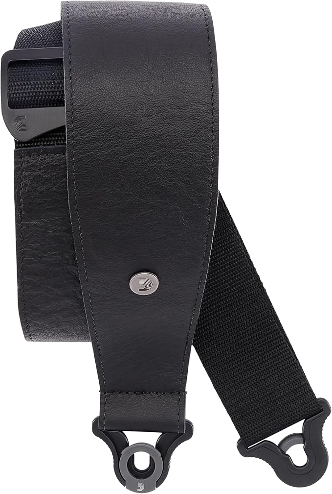 D'Addario 30BAL00 Comfort Leather Auto Lock Guitar Strap, Black