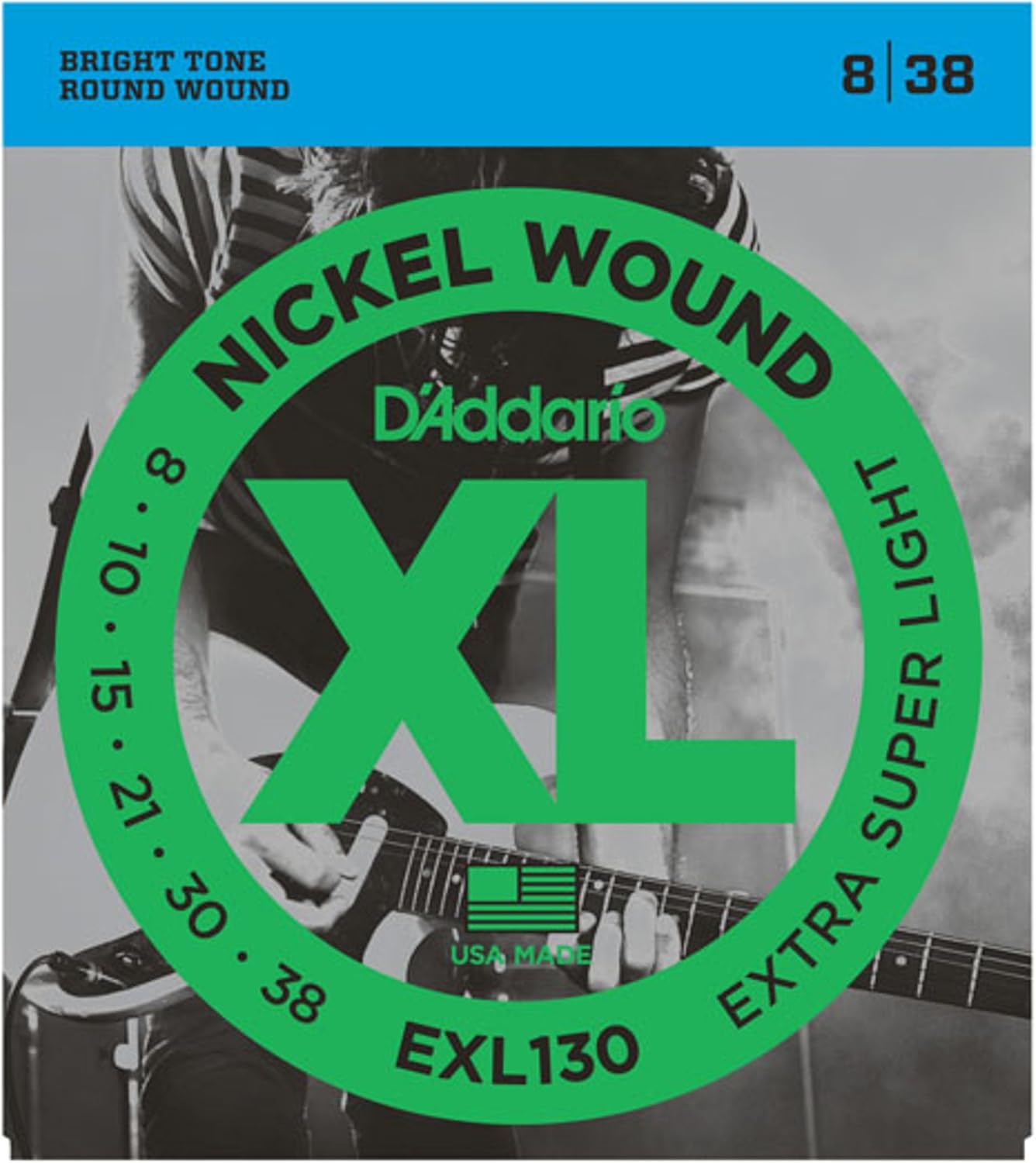 D'Addario EXL130 Nickel Wound Electric Guitar Strings, Extra-Super Light, 8-38