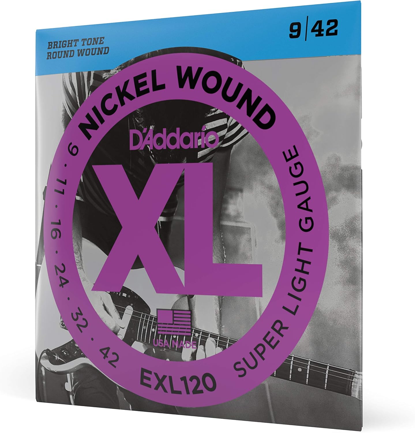 D'Addario EXL120 Nickel Wound Electric Guitar Strings, Super Light, 9-42