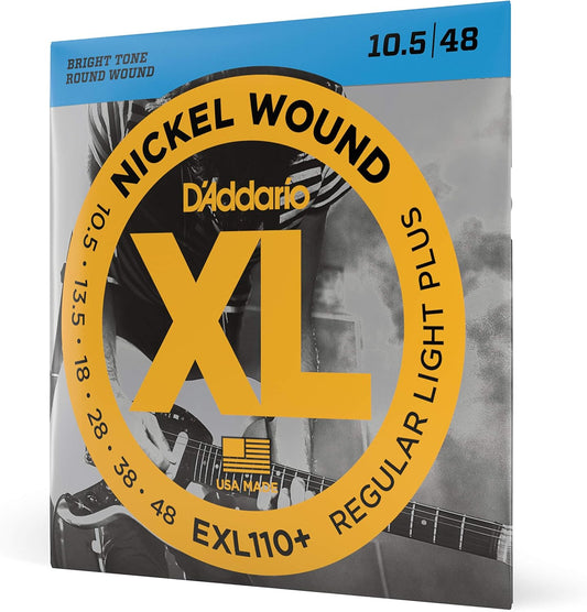 D'Addario EXL110+ Nickel Wound Electric Guitar Strings, Regular Light Plus, 10.5-48