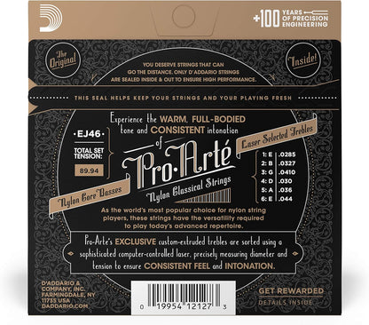 D'Addario EJ46 Pro-Arte Nylon Classical Guitar Strings, Hard Tension