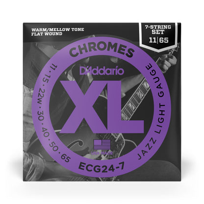 D'Addario ECG24-7 Chromes Flat Wound Jazz Light 11-50 Guitar Strings