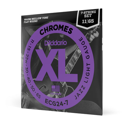 D'Addario ECG24-7 Chromes Flat Wound Jazz Light 11-50 Guitar Strings