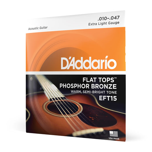 D'Addario EFT15  Guitar Strings  Acoustic  Flat Tops  Extra Light