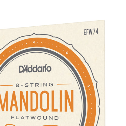 D'Addario EFW74 Flatwound Mandolin Strings, Stainless Steel, Medium, 11-36